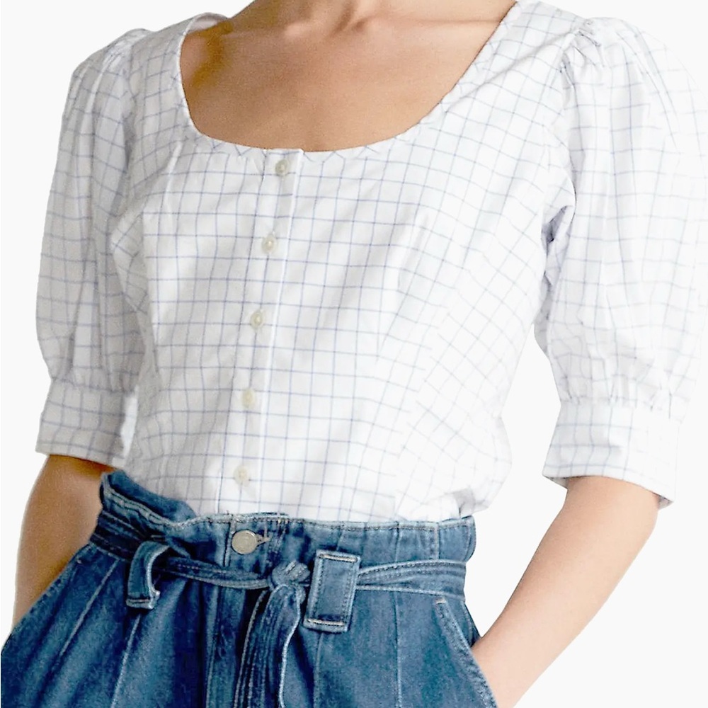 Ralph Lauren White Checkered Women's Top - Picture 2 of 9